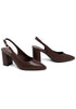 Brown Block Heel Slingback Court Shoes G-285-4