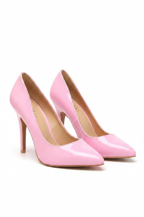 Pointy Toe Court Shoes Pink Patent Stiletto Heel Formal Elegant G-924
