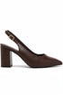 Brown Block Heel Slingback Court Shoes G-285-4