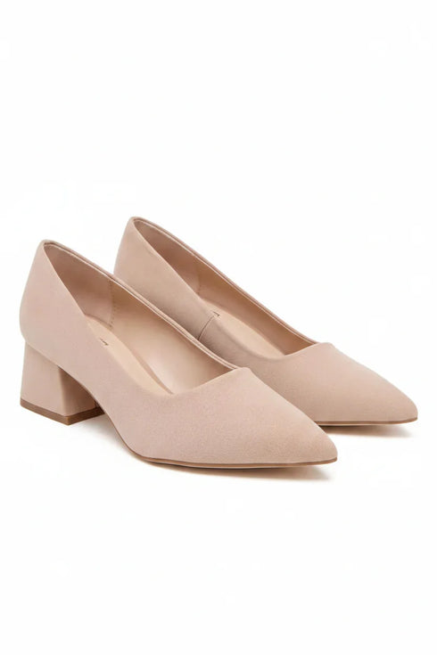 Women's Nude Block Heel Court Shoes G-225-4