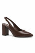 Brown Block Heel Slingback Court Shoes G-285-4