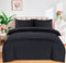 Bedding Set Brushed Microfiber Satin Stripes Easy Care Duvet Cover with Pillowcases - Black