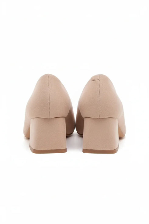 Women's Nude Block Heel Court Shoes G-225-4