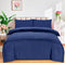 Bedding Set Brushed Microfiber Satin Stripes Easy Care Duvet Cover with Pillowcases - Navy Blue