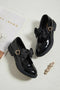 Girls Mary Jane School Shoes with Bow On Strap- Black Patent