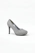 Silver Glitter Round Toe Diamante Stiletto High Heel Court Shoes – 014
