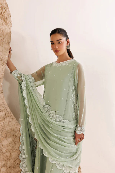 Farasha Embroidered Chiffon Suit Pastel Mint