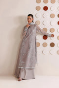 Farasha Embroidered Chiffon Suit Walnut Silk