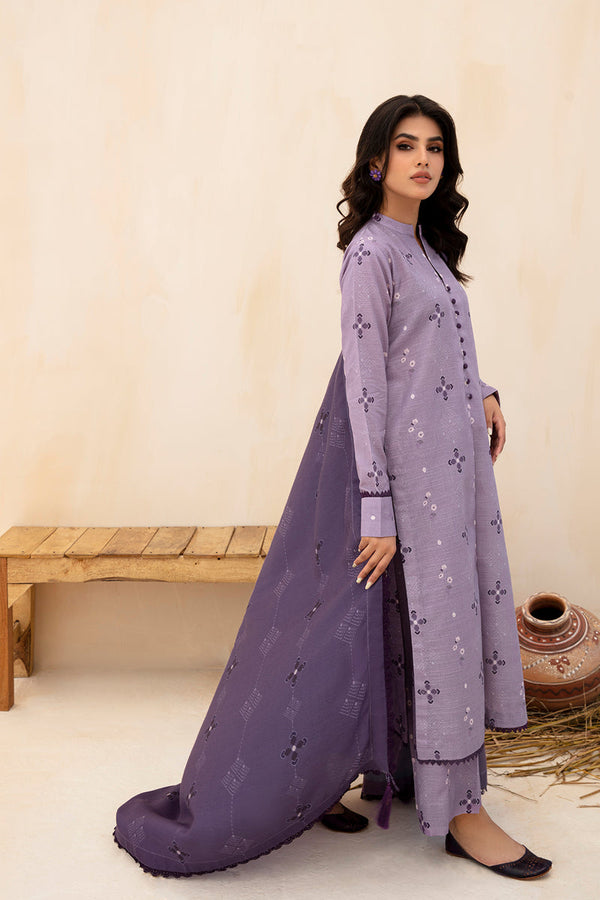 Farasha Digital Printed Khaddar 3 Piece Suit Purple Lilly