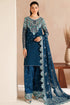 Farasha Embroidered Chiffon Suit Cobalt Haze