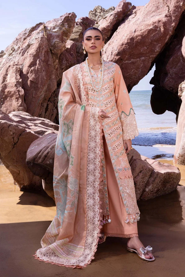 Akbas Aslam Embroidered Lawn 3 piece Suit SWEET PEA