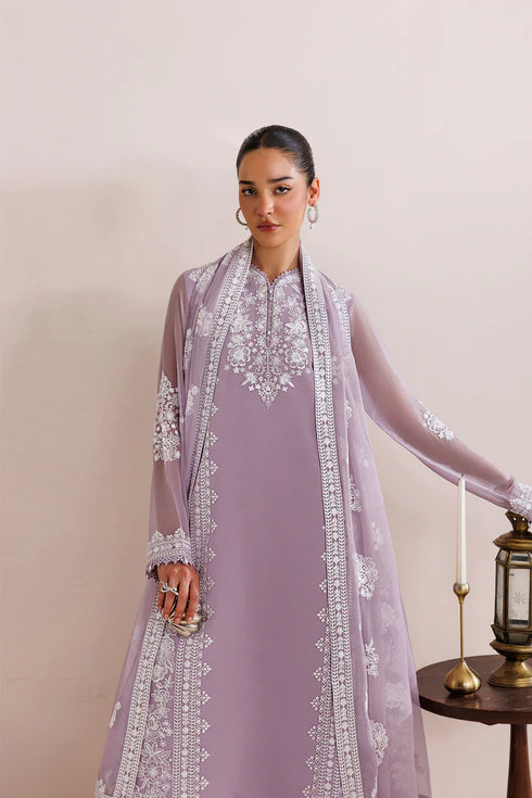 Farasha Embroidered Chiffon Suit Lilac Solace