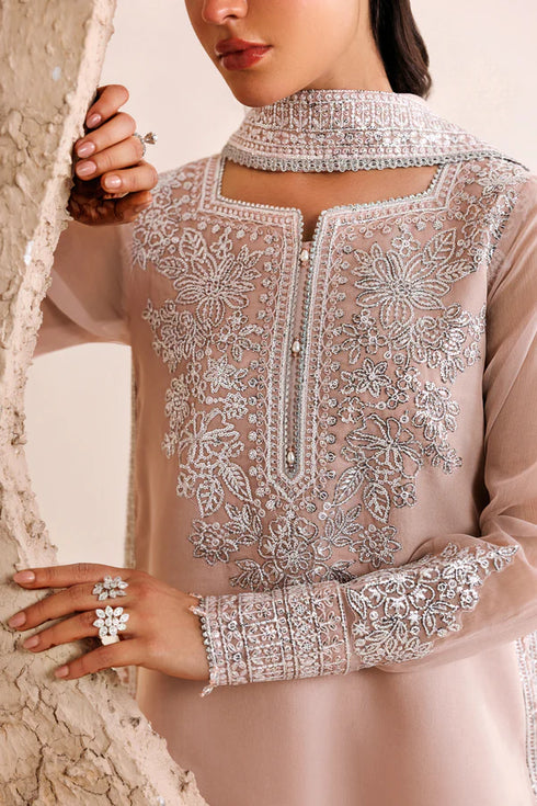 Farasha Embroidered Chiffon Suit Warm Lume