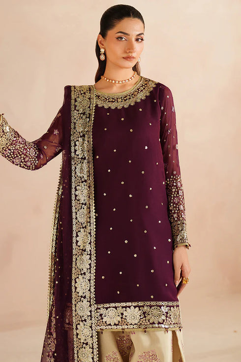 Farasha Embroidered Chiffon Suit Maple Glow