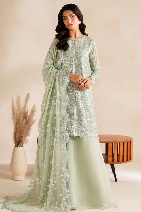 Farasha Embroidered Chiffon Suit Soft Fern