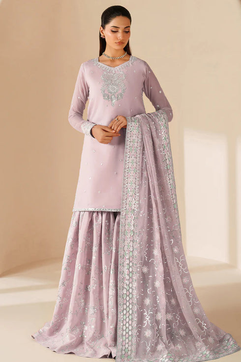 Farasha Embroidered Chiffon Suit Mauve Blush