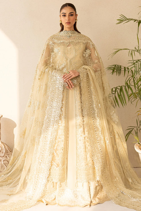 Farasha Embroidered Net Suit Golden Aura