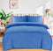 Bedding Set Brushed Microfiber Satin Stripes Easy Care Duvet Cover with Pillowcases - Mid Blue