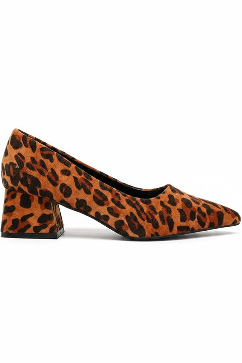 Women's Leopard Print Block Heel Court Shoes G-225