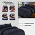 Bedding Set Brushed Microfiber Satin Stripes Easy Care Duvet Cover with Pillowcases - Black