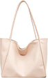 LassZone Nude Large Vegan Leather Tote Bag for Women with Inner Zip Pocket