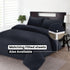 Bedding Set Brushed Microfiber Satin Stripes Easy Care Duvet Cover with Pillowcases - Black