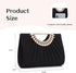 OPLERT Women’s Black Pleated Satin Evening Clutch Bag with Pearl Handle and Chain Strap