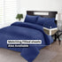 Bedding Set Brushed Microfiber Satin Stripes Easy Care Duvet Cover with Pillowcases - Navy Blue