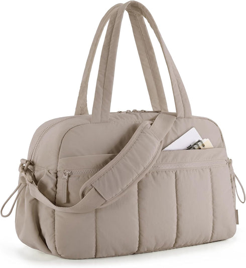 BAGSMART 24L Women’s Camel Gym & Travel Bag with Wet Pocket – Weekend Overnight Cabin Holdall with Trolley Sleeve