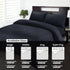 Bedding Set Brushed Microfiber Satin Stripes Easy Care Duvet Cover with Pillowcases - Black
