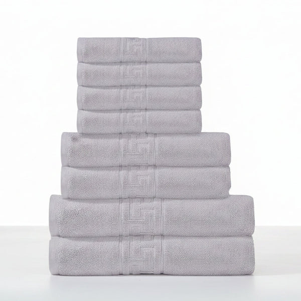 Soft and Premium Egyptian Cotton Towels - 500 GSM Silver, Set of 8