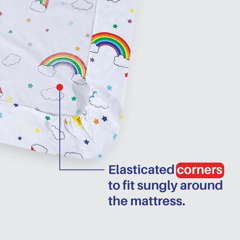 Cot Bed Sheets Super Soft Breathable Polycotton Fitted Sheet - Rainbow