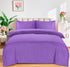 Bedding Set Brushed Microfiber Satin Stripes Easy Care Duvet Cover with Pillowcases - Purple