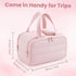 Pnrskter Large Pink Makeup & Toiletry Bag for Women – 4 Compartments with Wet and Dry Storage