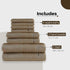 Soft and Premium Egyptian Cotton Towels - 500 GSM Brown, Set of 8