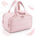 Pnrskter Large Pink Makeup & Toiletry Bag for Women – 4 Compartments with Wet and Dry Storage