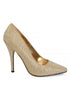 Women's Gold Glitter Diamante Pointed Toe Stiletto Heel Court Shoes – G-924