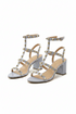 Women's White Patent Gladiator Block Heel Sandals Multi Strap Open Toe BS-7