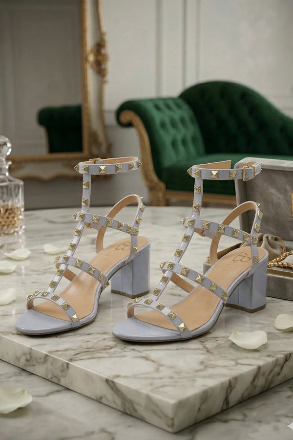 White Patent Ankle Strap Heel BS-7