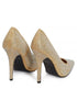 Women's Gold Glitter Diamante Pointed Toe Stiletto Heel Court Shoes – G-924