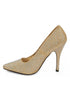 Women's Gold Glitter Diamante Pointed Toe Stiletto Heel Court Shoes – G-924