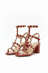 Women's Red Patent Gladiator Block Heel Sandals Multi Strap Open Toe BS-7