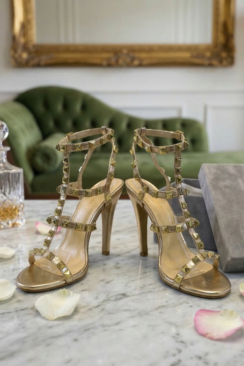 Rose Gold Patent Ankle Strap Heel BS-5 Stiletto