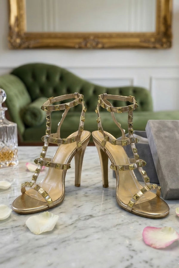 Rose Gold Patent Ankle Strap Heel BS-5 Stiletto