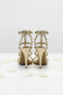 Women's Rose Gold Patent Gladiator Stiletto Heel Sandals Multi Strap Open Toe BS-5