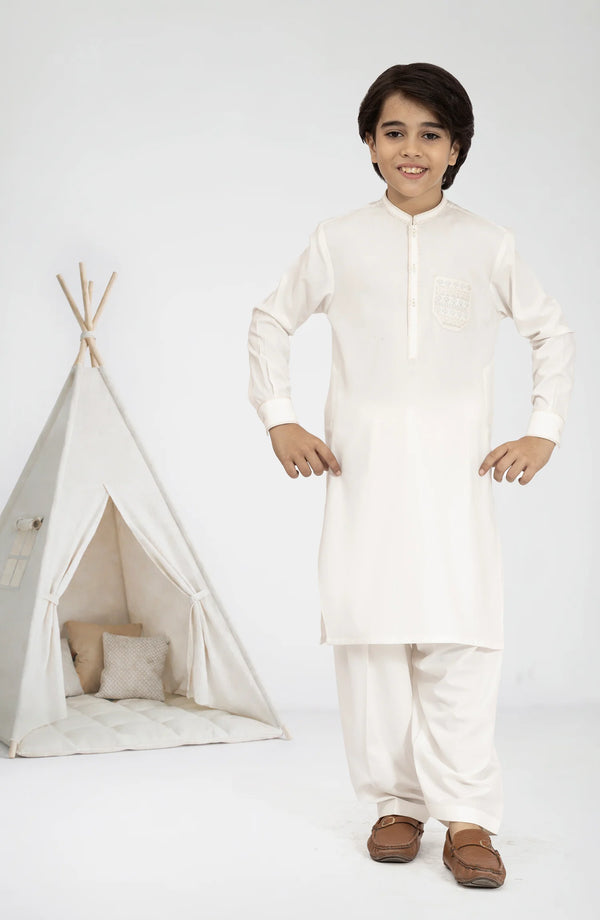 MTJ OFF WHITE EMBROIDERED BLENDED KAMEEZ SHALWAR