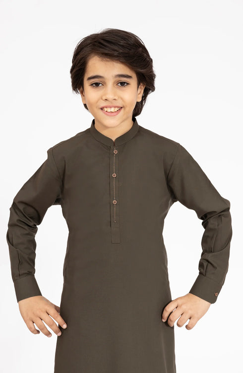 MTJ OLIVE-GREEN BLENDED KURTA PYJAMA