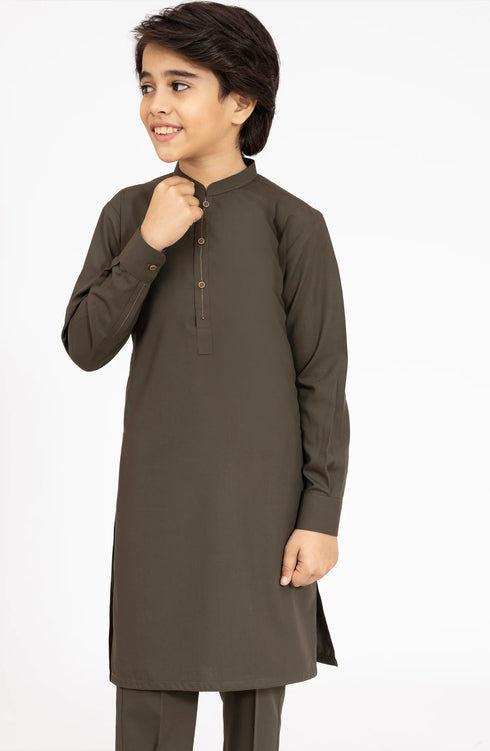 MTJ OLIVE-GREEN BLENDED KURTA PYJAMA