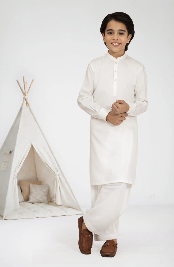 MTJ OFF-WHITE BLENDED KAMEEZ SHALWAR