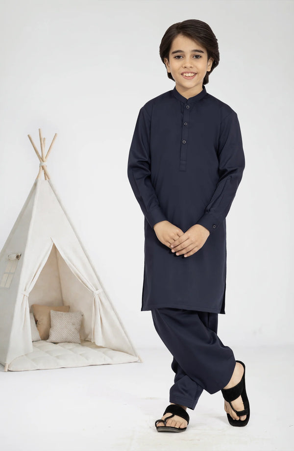 MTJ NAVY BLENDED KAMEEZ SHALWAR